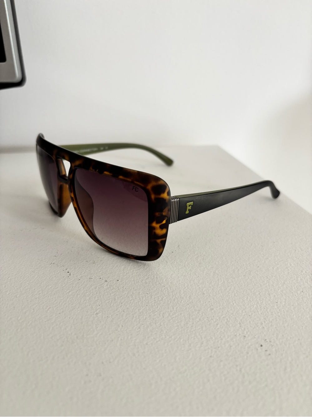 French Connection Tortoise Shell Sunglasses with Olive Arms